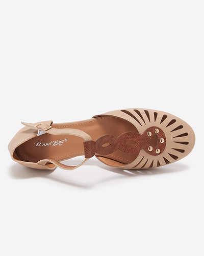 Béžové dámské prolamované baleríny s vykrojením na bocích Erraf-Footwear