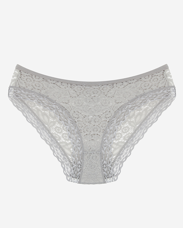 Šedé jednobarevné krajkové kalhotky pro ženy - Spodní prádlo