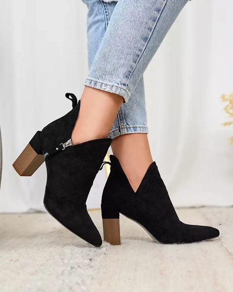 Royalfashion Černé dámské vyšší kozačky na jehle Swerros