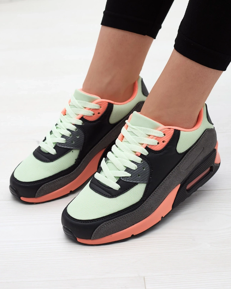 Šedozelená dámská sportovní obuv s barevnými vložkami Renerix - Obuv