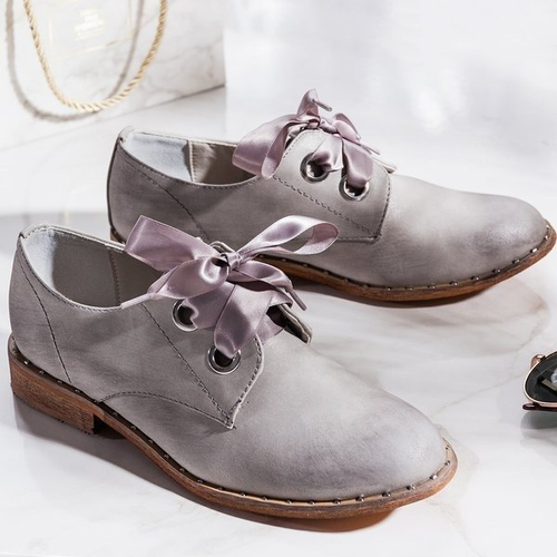 OUTLET Сірі туфлі на стрічці Zina - Взуття