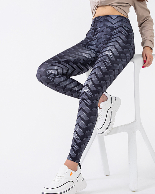 Чорно-білі легінси з високою талією та візерунком