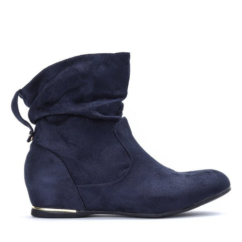 Granatowe botki na krytym koturnie Harmoni - Obuwie