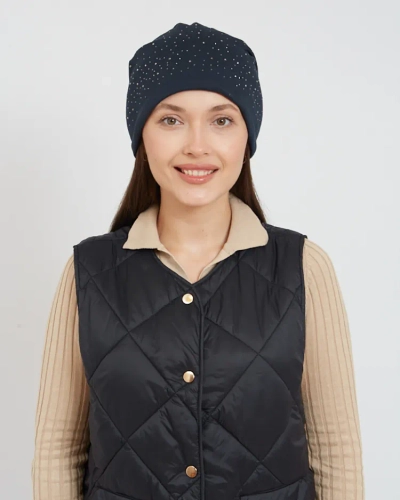 Дамська шапка з стразами Royalfashion