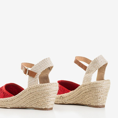 Dámské červené klínové sandály a'la espadrilles Oslape - Obuv