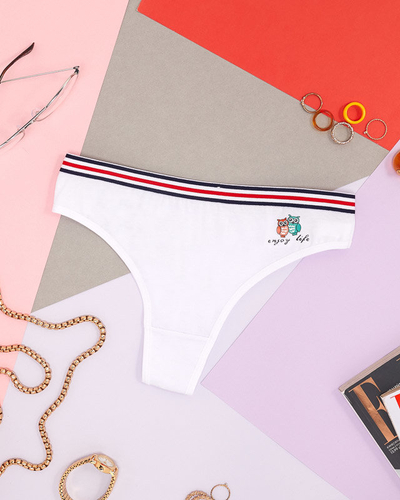 Dámská bílá tanga s potiskem - Spodní prádlo
