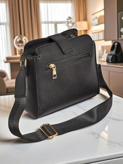 Чорна жіноча сумка Demetra з екологічної патентної шкіри, елегантна