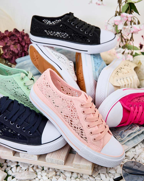 Жіночі теніски Callista темно-сині ажурні на плоскій підошві