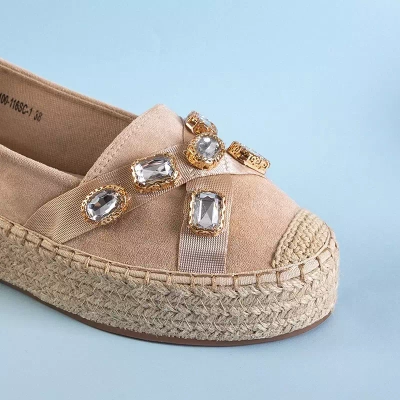 OUTLET Dámské béžové espadrilky s krystaly Erilla - Obuv