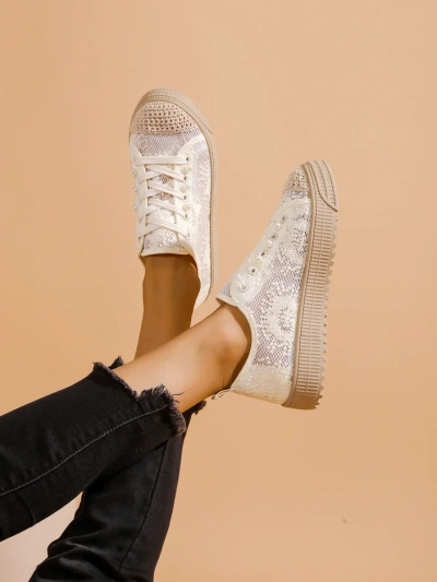 Royalfashion dámské krajkové tenisky se třpytkami Nille