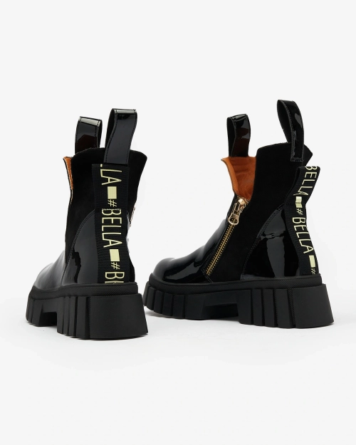 Royalfashion Чорні жіночі утеплені черевики з лакованої шкіри Eratra