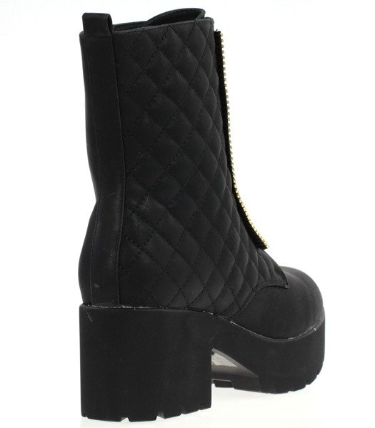 Czarne botki na platformie Barbra- Obuwie