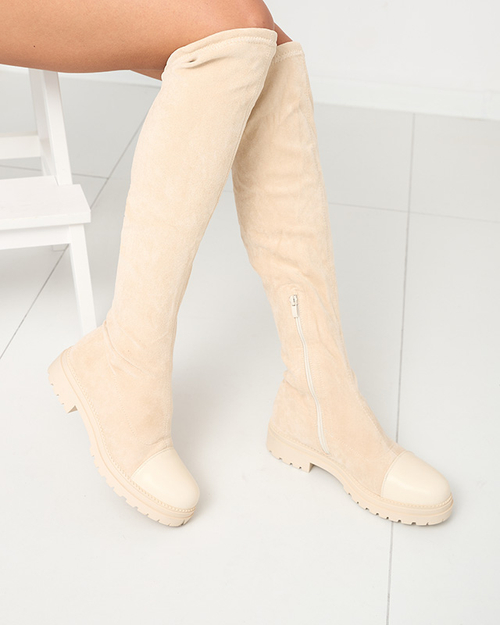 Жіночі бежеві високі чоботи Caff