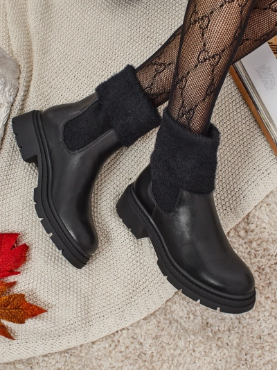 Dámské kotníkové boty z eko kůže s kožešinou Kesy