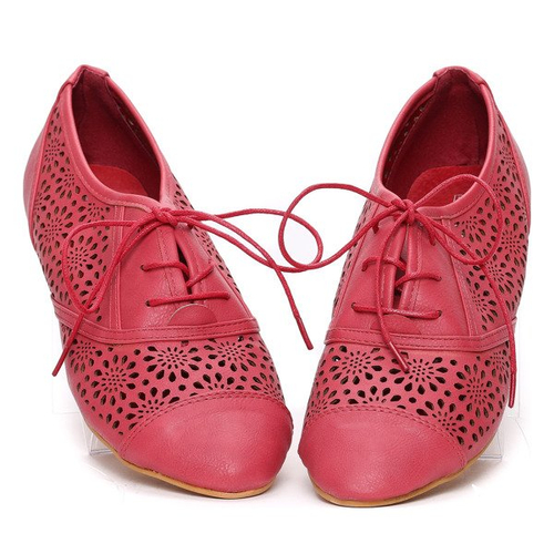 Czerwone jazzówki z ekologicznej skóry April- Obuwie
