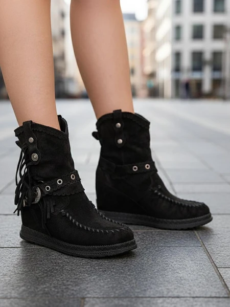 Royalfashion Чорні жіночі черевики з прихованим якорем Dibisa