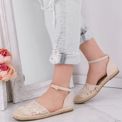 Béžové espadrily s výšivkou krajky Eliza - Boty 1