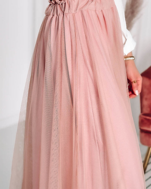 Жіноча двошарова спідниця міді темно-рожевого кольору - Одяг