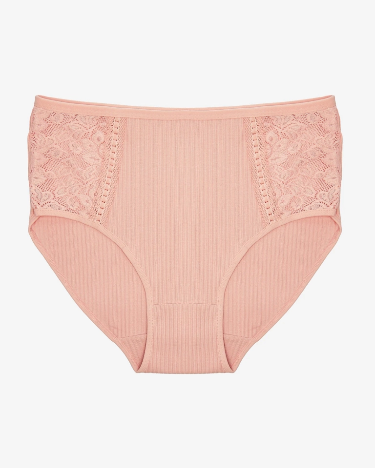 Dámské žebrované kalhotky v růžové barvě PLUS SIZE - Spodní prádlo