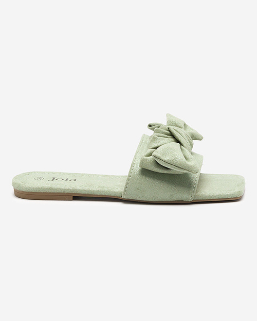 Зелені жіночі шльопанці з бантом Kelisso