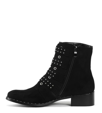 Botki zamszowe na słupku - Obuwie