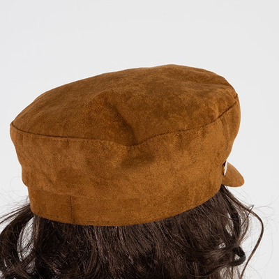 Hnědá dámská baretka se štítkem - čepice