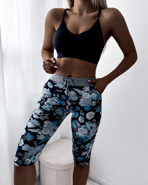 Темно-сині жіночі легінси 3/4 довжини з візерунком PLUS SIZE