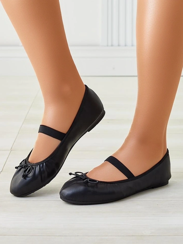 Royalfashion Dámské baleríny s mašlí a elastikou Evsal