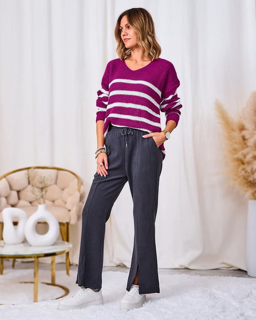 Royalfashion Темно-сірі вельветові жіночі штани з тканини