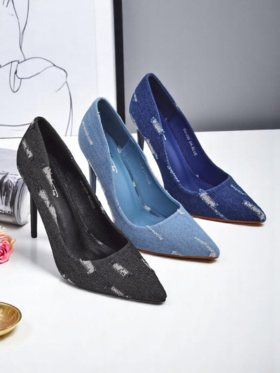 Royalfashion Dámské lodičky na vysokém podpatku Denim Chic