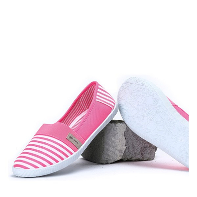 Różowo-białe neonowe slip on w paski Amaya - Obuwie