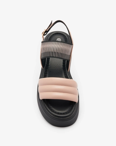 Рожево-чорні жіночі босоніжки на товстій підошві Uvino- Footwear