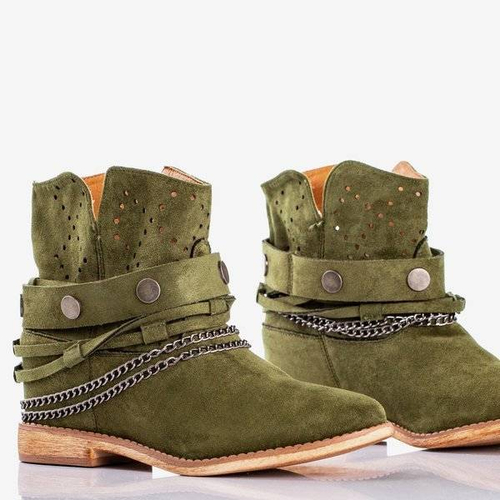 ВИХІД Зелені черевики з ковбойськими черевиками на внутрішньому танкетці Салемі - Взуття