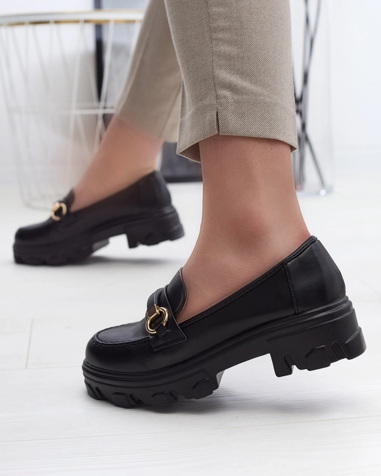 Černé dámské mokasíny na pevné podrážce Kelena - Obuv