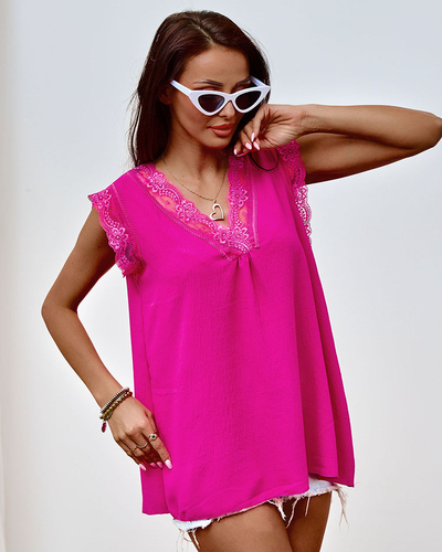 Royalfashion Жіноча блузка без рукавів з мереживом