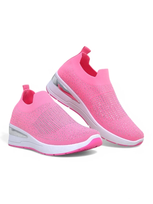 Royalfashion Жіночі wedge кросівки без застібки з стразами Qelavise