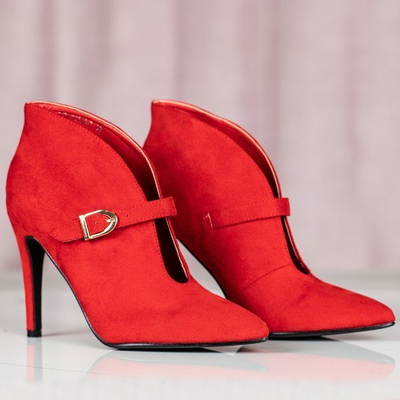 Červené boty na vysokém podpatku se sponou Deep Elegance - Obuv