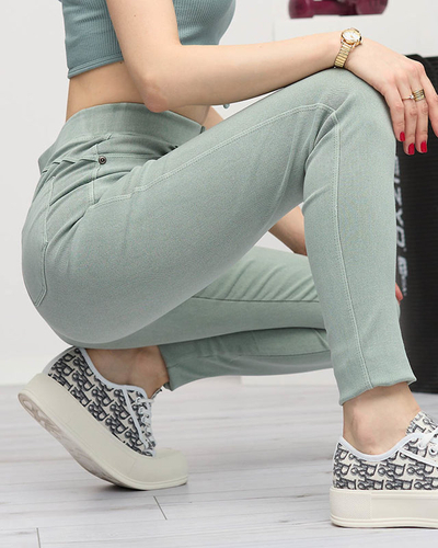 Dámské zelené treggings- Oblečení