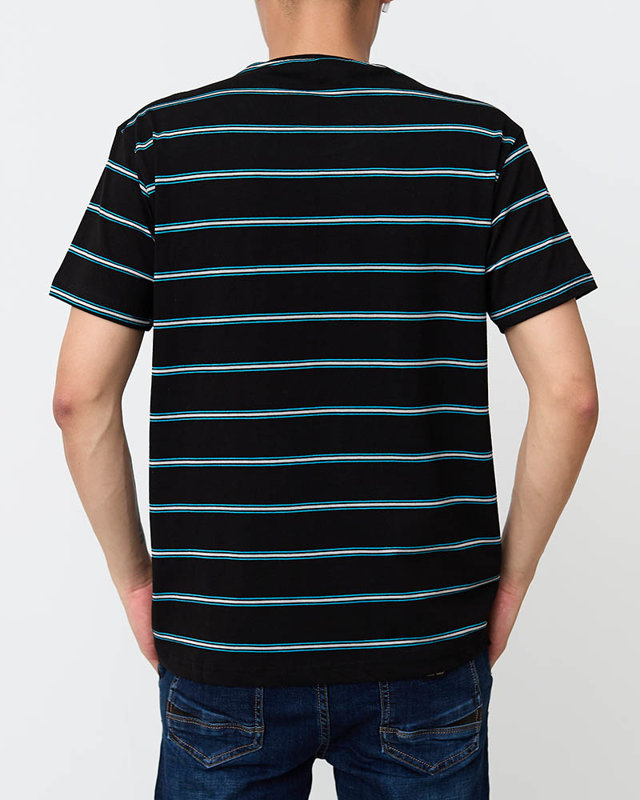 Pánské černé bavlněné pruhované tričko - oblečení