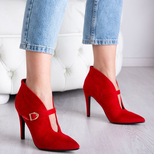 Червоні черевики на високому каблуці з пряжкою Deep Elegance - Взуття