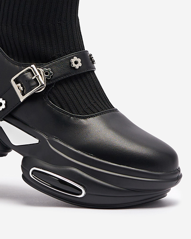 Černé dámské sportovní boty se svrškem a'la sock Folden- Obuv