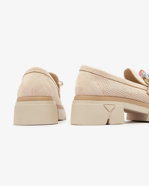 Жіночі бежеві ажурні мокасини Peloga- Взуття