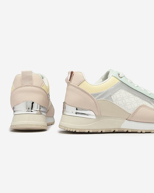 Жіночі бежево-рожеві спортивні кросівки на шнурівці Mnerio- Footwear