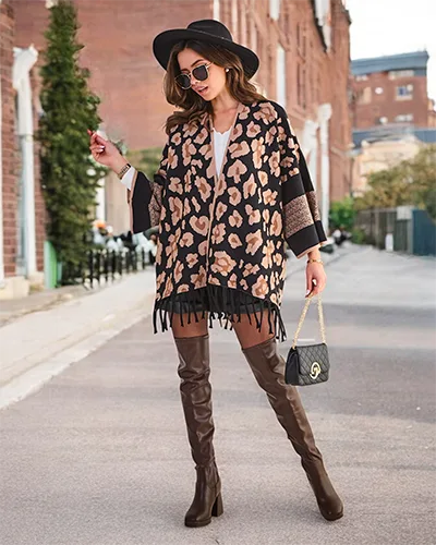 Royalfashion Ženský pončo s potiskem