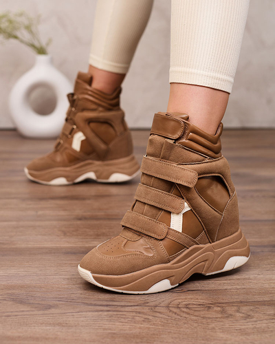 Royalfashion Коричневі жіночі спортивні черевики на підборах Redittias