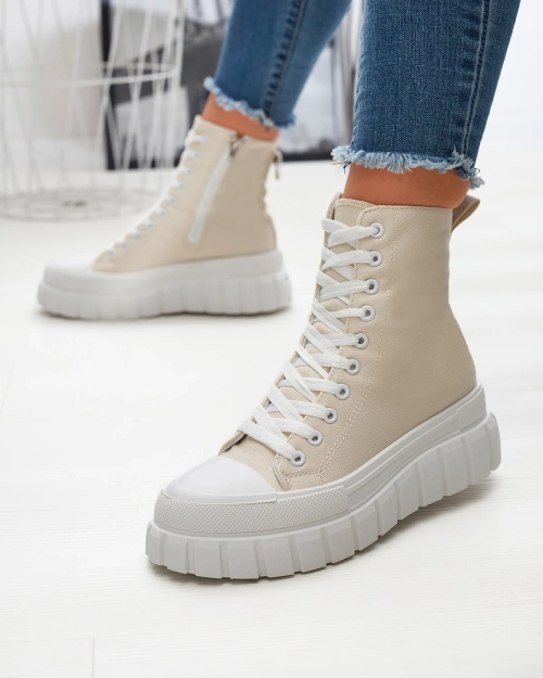 Жіночі кеди на високій платформі бежевого кольору Kivda- Взуття