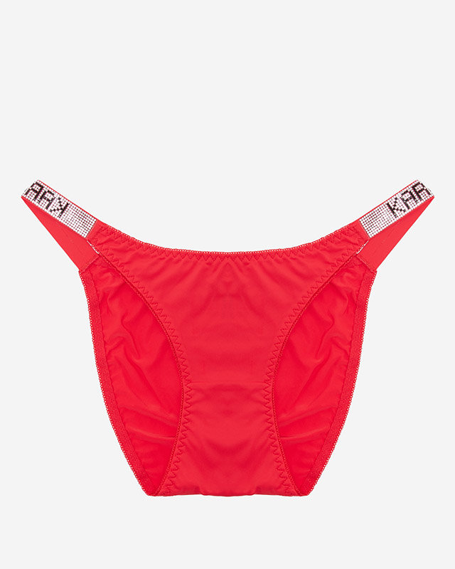 Dámské červené kalhotky s ozdobnými pruhy - Spodní prádlo