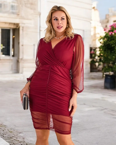Royalfashion Dámské mini šaty s rouchováním VELIKOST PLUS