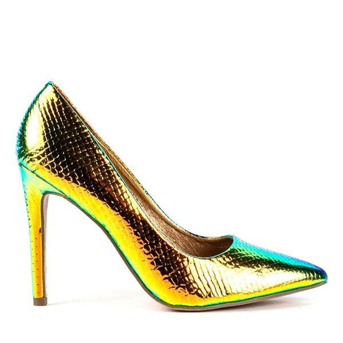 Голографічні золоті туфлі-човники зі зміїним тисненням Rio - Взуття