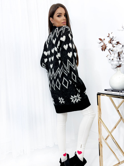 Royalfashion Візерунчастий чорний жіночий светр-покривало